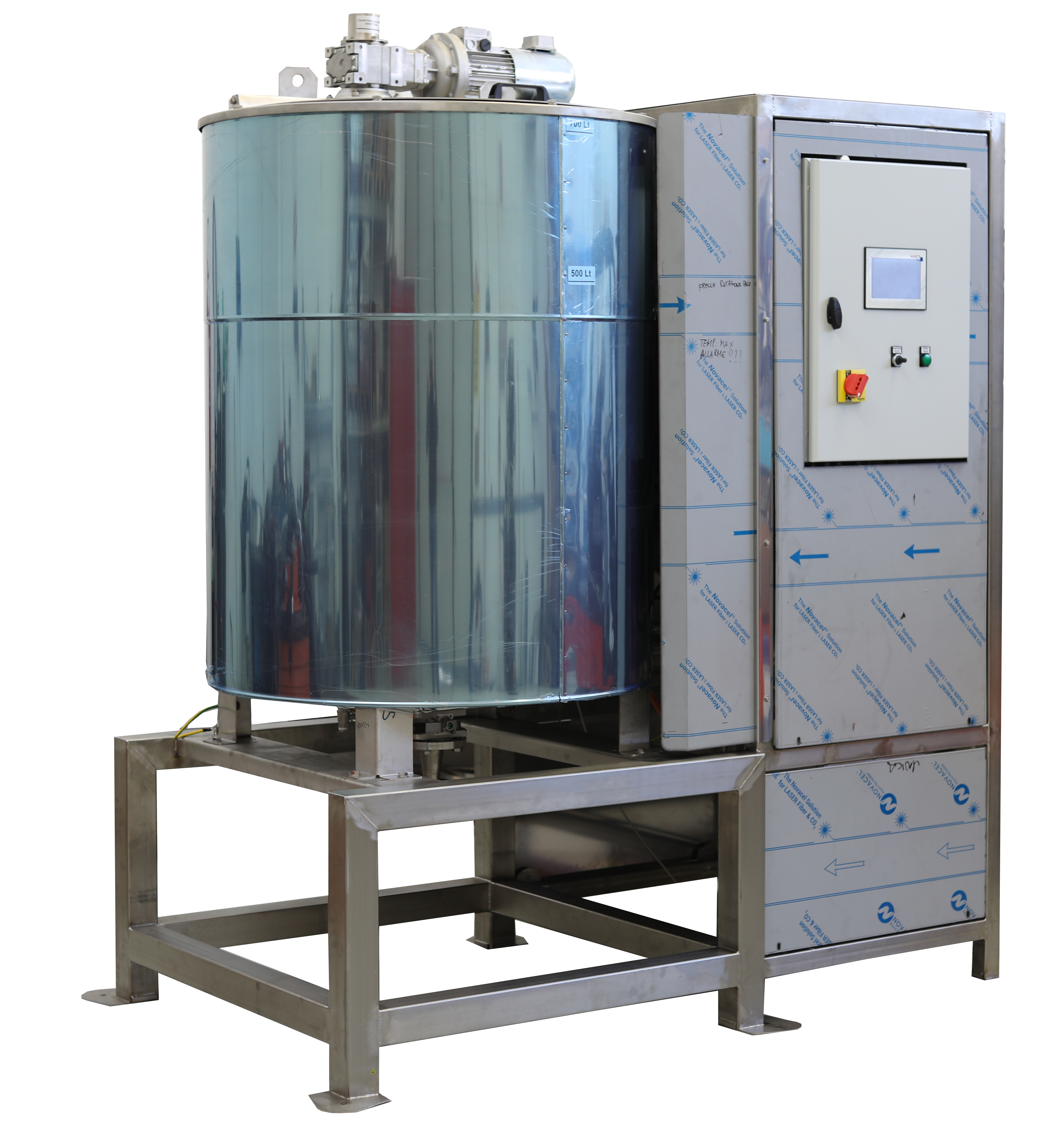 VARI 500 Mixing Tank Fixed industrial mixing tank with variable speed mixer, 500 litre capacity, stainless steel